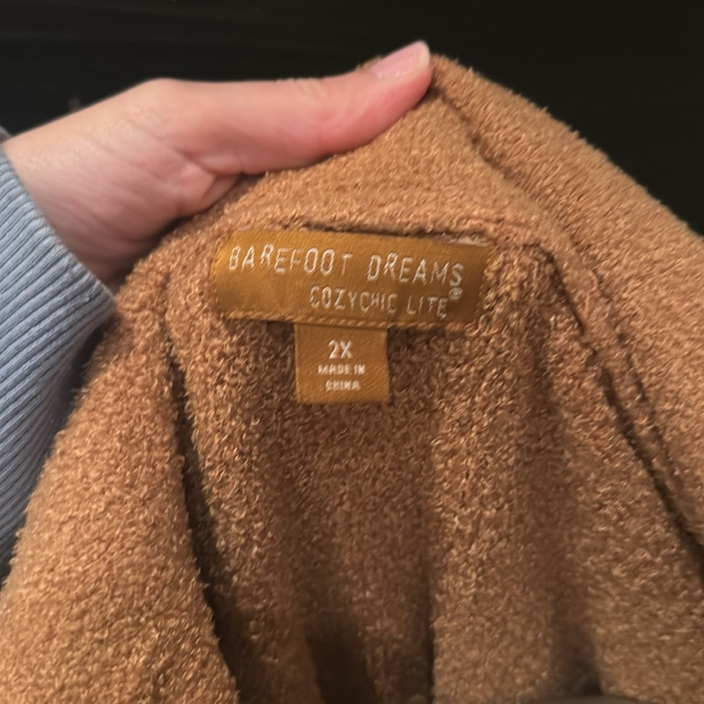 Barefoot Dreams CozyChic Lite Half Zip Hi-Low Pullover Honey Size 2X - Picture 4 of 8